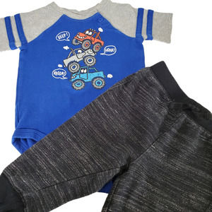 Garanimals Baby Boys Outfit Size 18 Months Shirt Joggers Monster Trucks